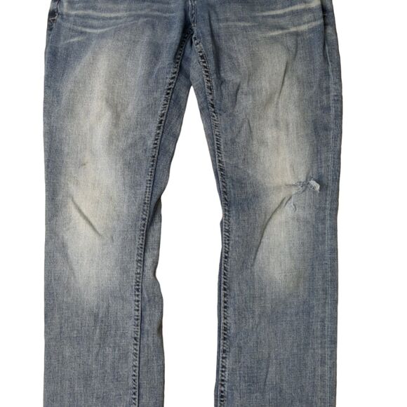 BKE Carter Men’s Bootleg Cotton Stretch Distressed Blue Denim Jeans 28R - Picture 4 of 12